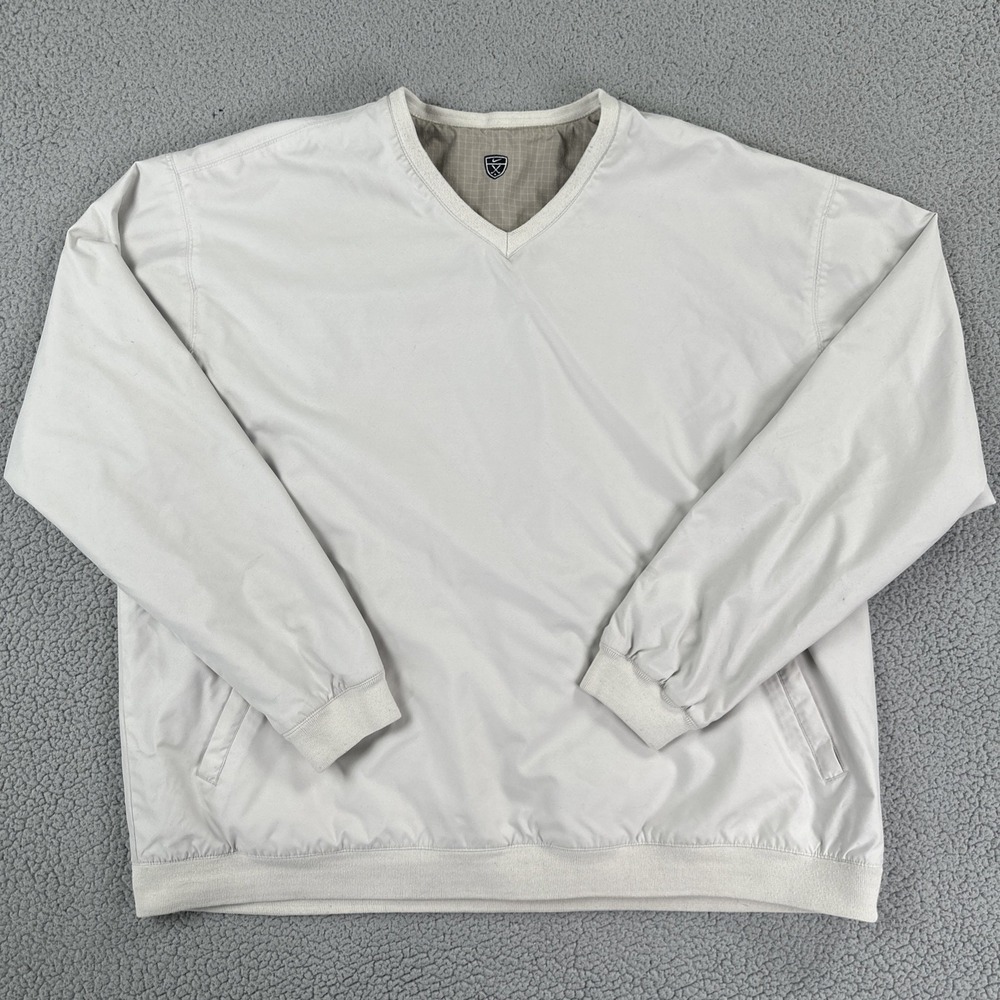 VTG‎ Nike Golf Reversible Pullover Windbreaker Jacket Men 2XL Beige Plaid Y2K